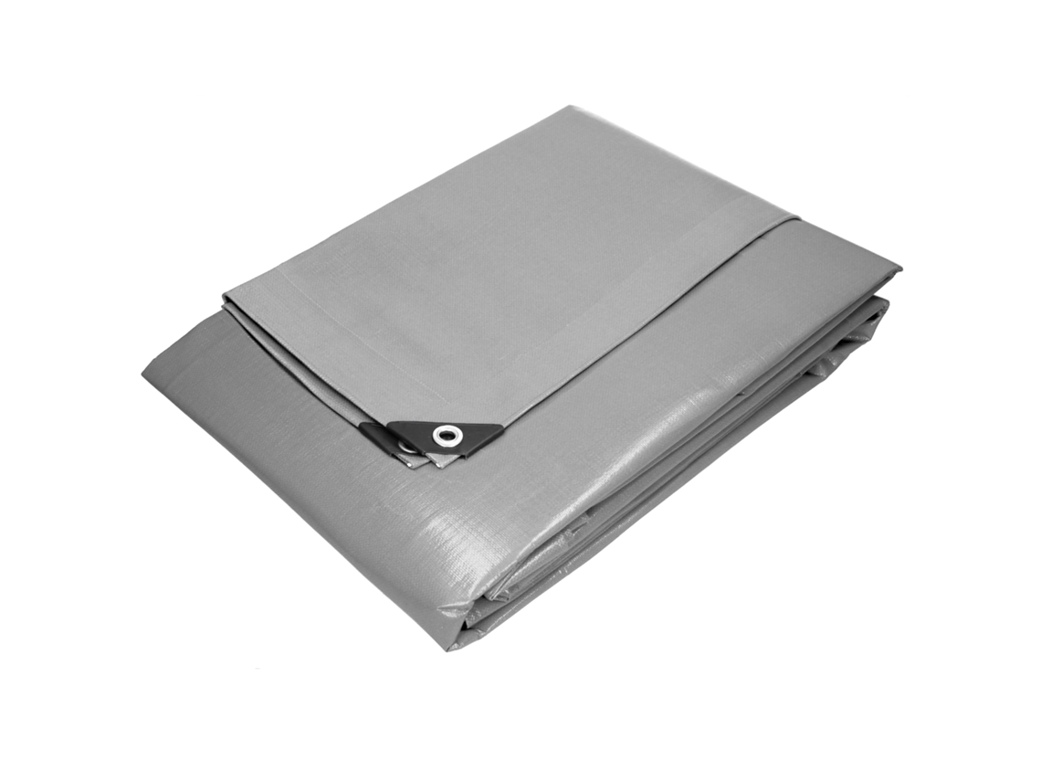 Lona protección impermeable con ojales polietileno cubierta 8x12m gris 260g/m² ECD