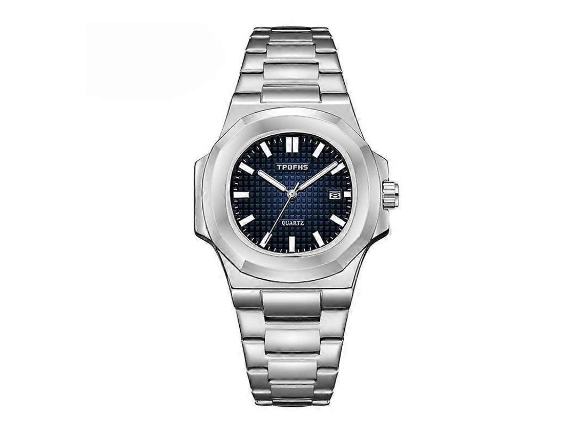 Reloj Tpofhs para hombre con calendario sencillo y brazalete de acero luminoso.
