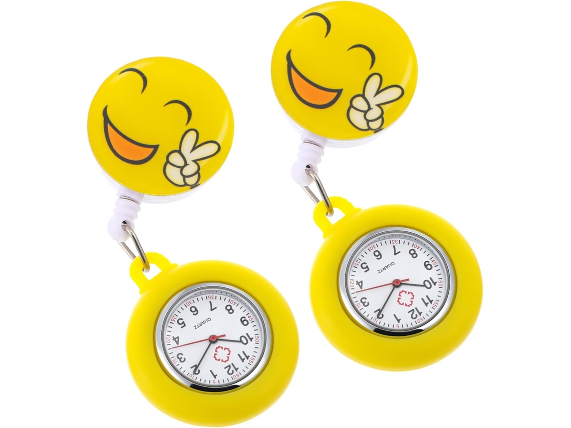 Reloj Portátil Enfermeras 2 Unidades Amarillo Silicona Suave Práctico Médico Profesional Hospitalario Clip Uso