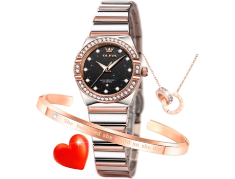 VEANXIN Reloj mecánico automático hueco para mujer, luminoso, plateado, resistente al agua(negro)