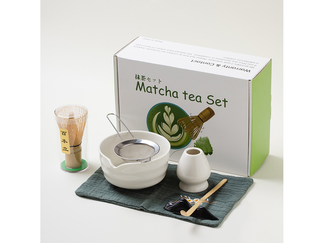 Set de Matcha de 7 piezas blanco: tazón, batidor, cuchara y colador. Ceremonia japonesa. Tommy01