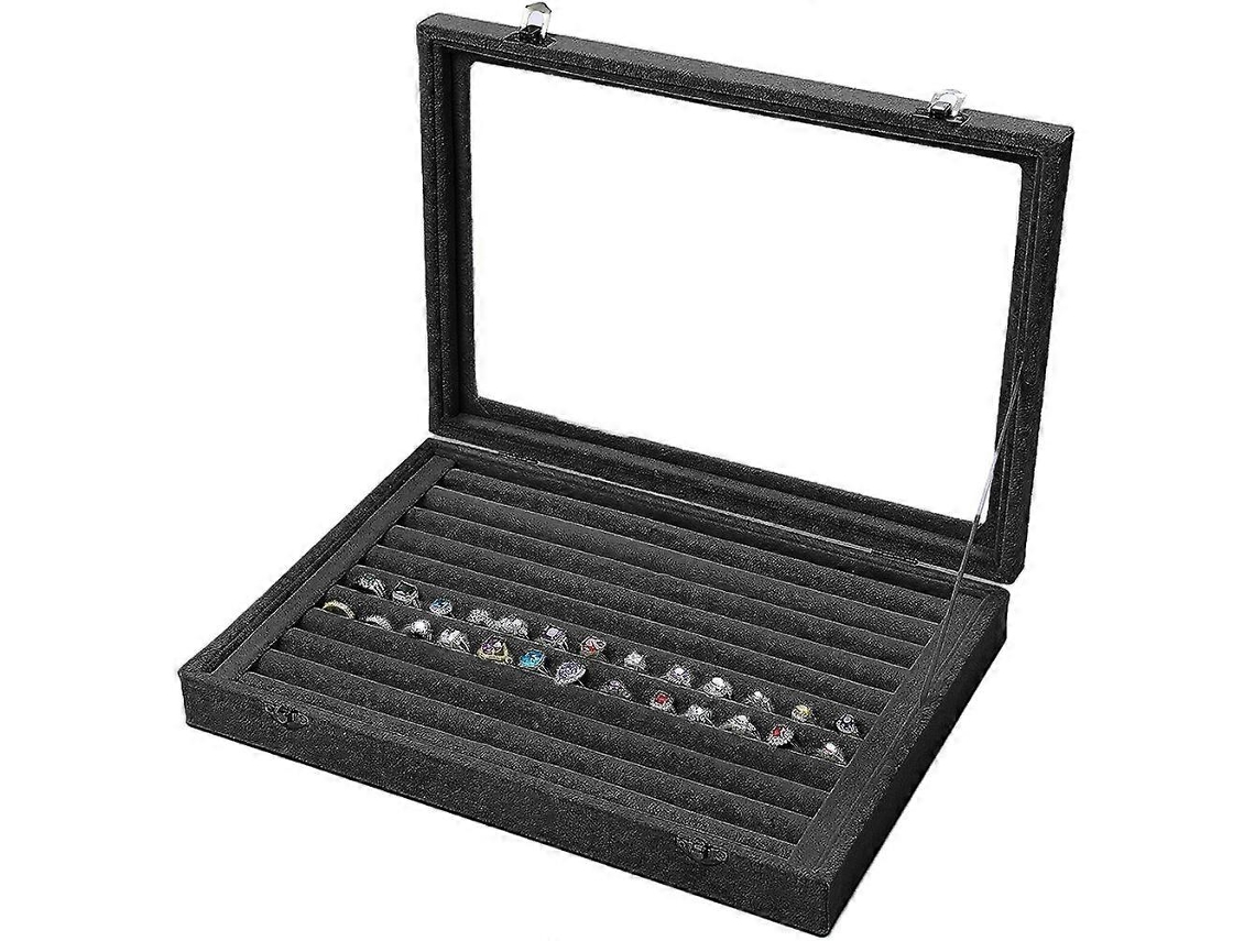 Elegante organizador de joyas, bolsa redonda mediana negra para objetos preciosos, Hengjian