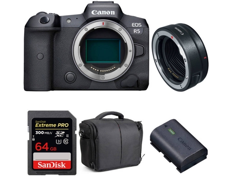 Kit Cámara Mirrorless, Adaptador y Accesorios CANON EOS R5 (45 MP - Sensor: Full Frame - ISO: 100 a 51200)