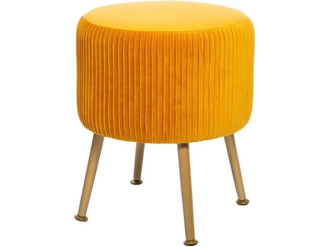 Banqueta Designer em Veludo Amarelo ATMOSPHERA D. 35 X A. 41 Cm