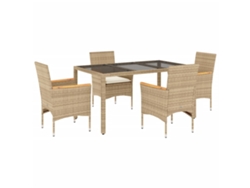 Maison Exclusive - Set Comedor Jardín 5 Pzas Cojines Ratán Sintético Vidrio Beige