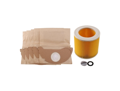 Filtros + 5 peças sacos de papel para cartucho de peças de aspiradores de pó karcher