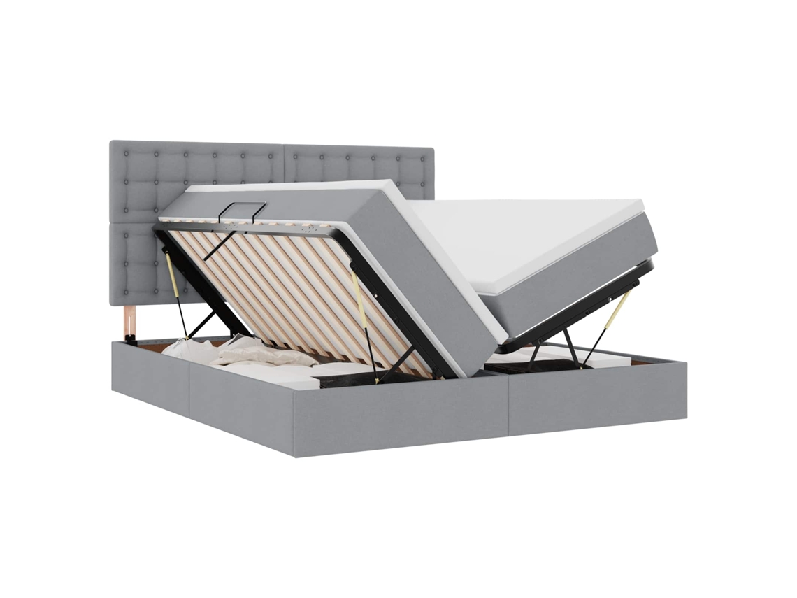 Maison Exclusive - Cama De Almacenamiento Led Con Colchón Gris Claro 200 X 200 Cm