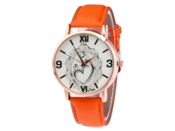 Reloj De Cuero Para Hombre, Estilo Casual De Negocios, Cuarzo, Correa Naranja, Regalo.