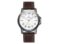 Reloj De Cuarzo Para Hombres Con Correa De Cuero Pu, Estilo Casual Y Empresarial, Marrón Oscuro
