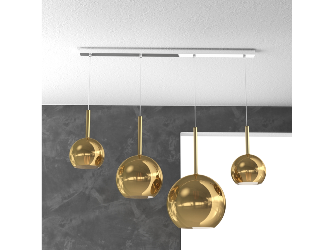 Lámpara de araña moderna de 4 luces, colgante de cristal dorado, casquillo Future E27, máx. 60 W, marco cromado, 88 x 25 x 220 cm, luz superior