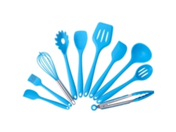 Juego de utensilios de cocina de silicona, 10 piezas, azul. Siurn