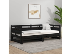Sofá Cama Extraíble Sin Colchón Negro 2x(80x200) Cm