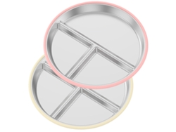 Plato infantil dividido de acero inoxidable con asa antideslizante, color beige. MDUG