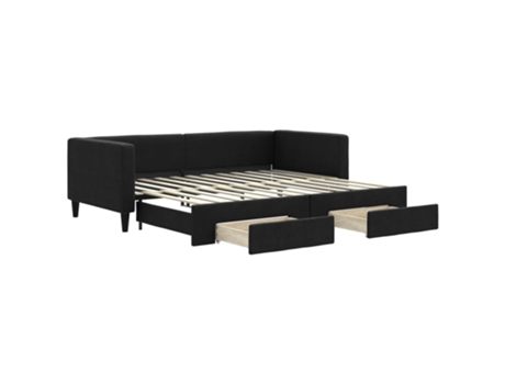 Cama con Cajones MAISON EXCLUSIVE Metal Tela Negro (90x200cm)