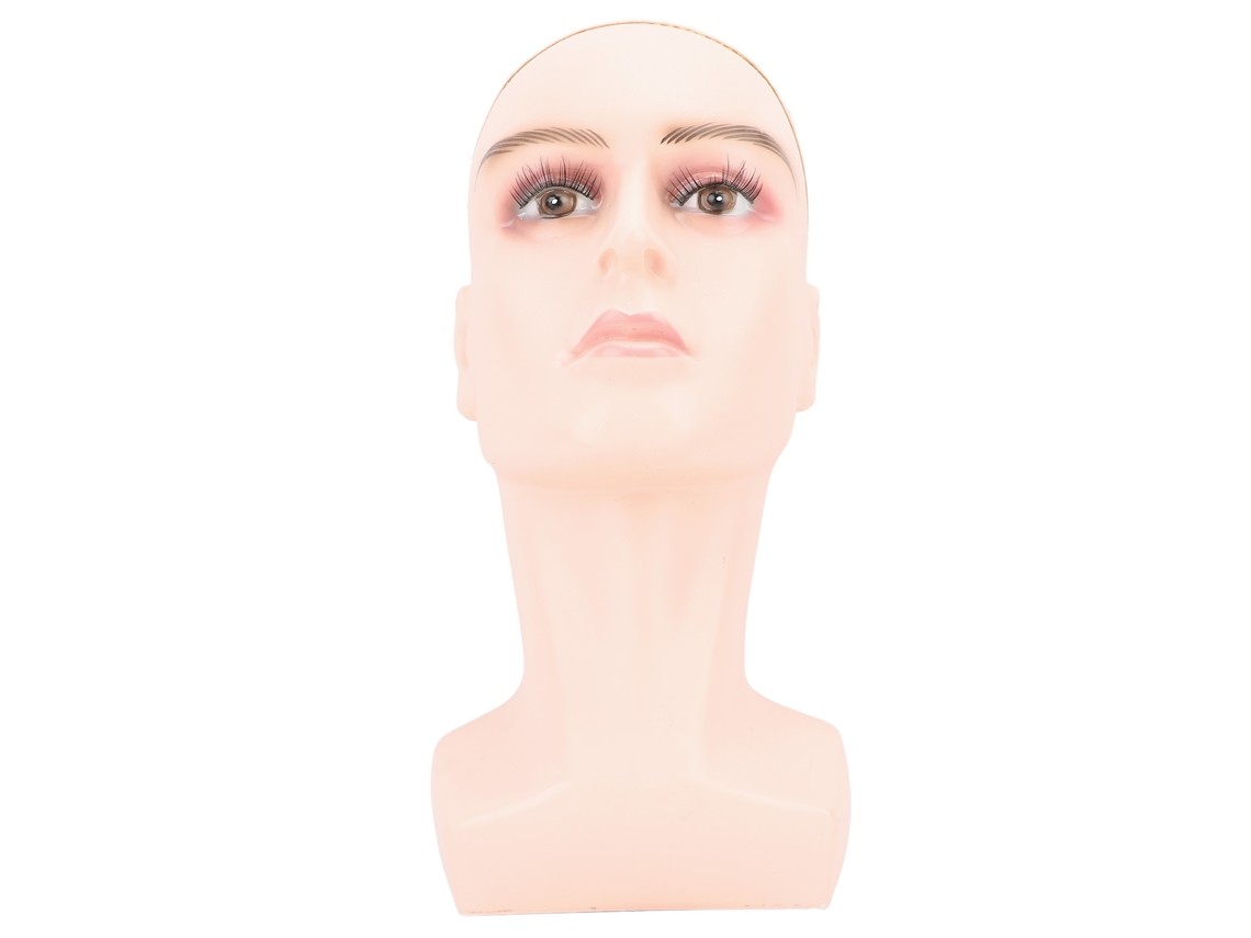 Cabeza de maniquí femenina calva, estable y versátil, para exhibir pelucas y sombreros.