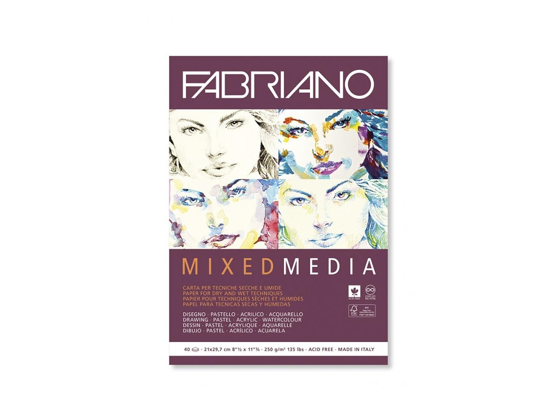Bloc Técnica Mixta Fabriano 250Gr A4 40 Fls