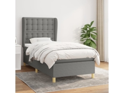 Cama Box Spring Con Colchón Tela Gris Oscuro 90x200 Cm