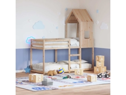 Cama Litera Con Techo Madera Maciza De Pino 80x200 Cm