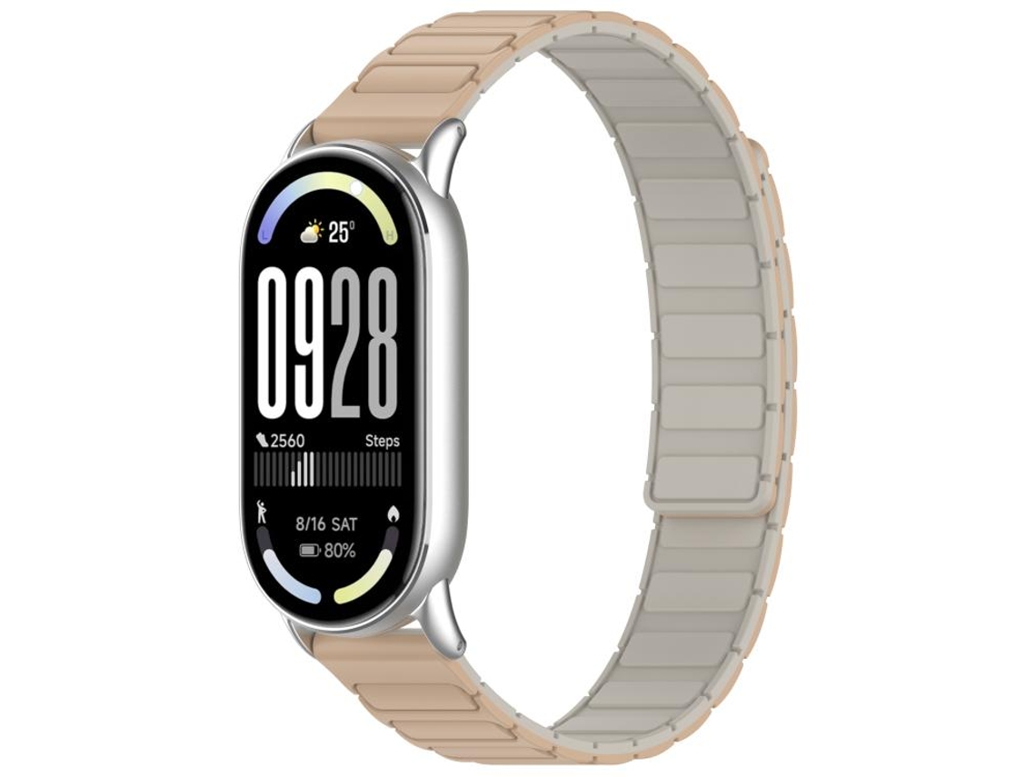Bracelete Para Xiaomi Smart Band 10/9/8 - Silicone Magnético - Formato De I Branco-leite E Chá