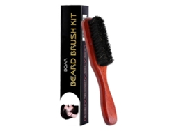 Cepillo para barba con mango largo y cerdas suaves, ideal para viajes. Color marrón.