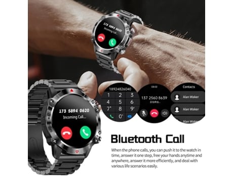 Reloj inteligente para hombre, relojes deportivos al aire libre con llamadas Bluetooth, pantalla de 1,39 pulgadas, reloj inteligente resistente al ...