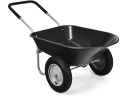 Carretilla de Jardín, Carro Resistente con Estructura en Acero Robusto y 2 Ruedas Neumáticas 35,5 cm, Capacidad de Carga 150 kg (Negro) COSTWAY