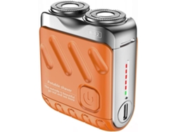 Afeitadora Eléctrica Recargable Para Barba Con Doble Anillo Magnético, Tamaño Mini De Viaje, Color Naranja.