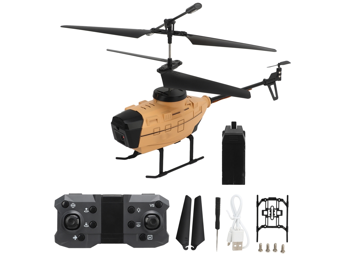 Helicóptero Teledirigido Ky202 Con Sistema Para Evitar Obstáculos, Juguete Para Mayores De 14 Años, Color Amarillo/terra, Incluye 1 Batería.