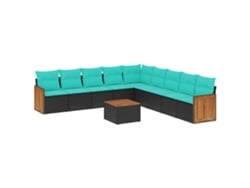 Maison Exclusive - Conjunto De Sofá De Jardín De 10 Piezas Con Cojines, De Poliratán Negro