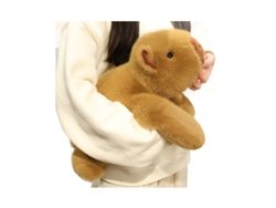 Peluche de capibara tumbado con medalla, almohada larga y abrazable, muñeco de trapo adorable, regalo de cumpleaños, CHABERLU (marrón)