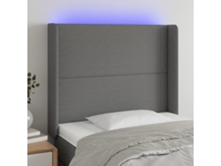Cabecero Con Led De Tela Gris Oscuro 93x16x118/128 Cm