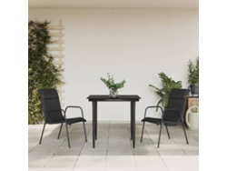 3 Pcs Conjunto De Jantar Para Jardim Aço E Textilene Preto Dkd Decoración Del Hogar