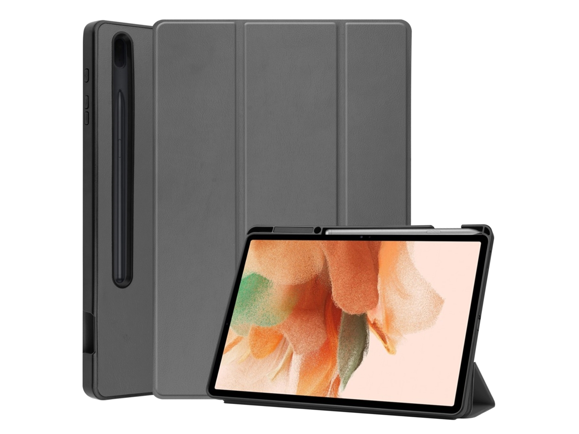 Funda Para Samsung Galaxy Tab S7 Lite T730 / T735 Con Soporte Triple Y Función De Dormir / Despertar Zruxe (gris)