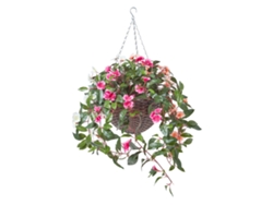 Cesta colgante de impatiens blanca, naranja y rosa de Homescapes, 85 cm