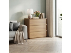 Cómoda Moderna De Madera De 3 Cajones Para Salón/dormitorio, Acabado En Roble.
