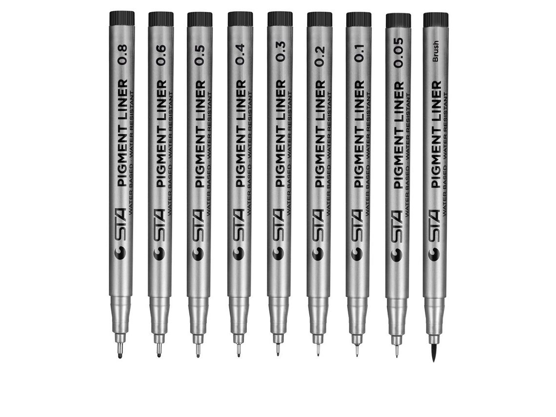 9pcs Plumas De Dibujo Ilustrado Resistentes Al Agua Plumas De Micro Línea Pintadas A Mano