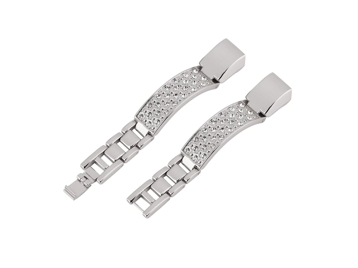 Correa de repuesto ajustable con diamantes de imitación para Fitbit Alt, color plata