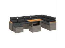 Conjunto 9 de muebles de jardín VIDAXL y cojines ratán sintético gris