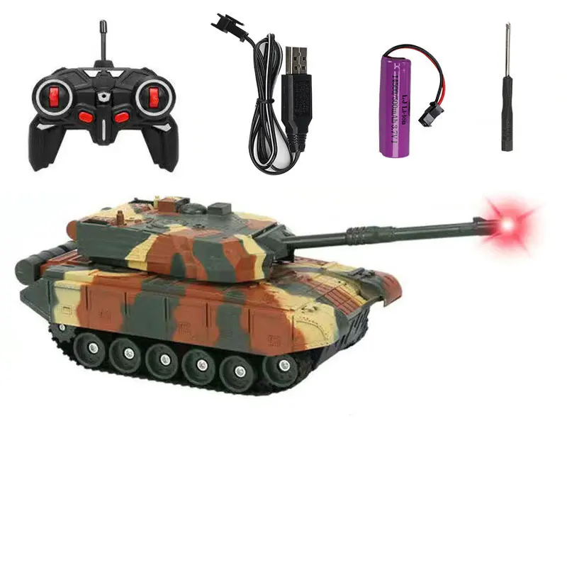 (amarillo, 1 Batería) Tanque De Control Remoto De 27 Cm, Recargable Por Usb, 4 Canales, Con Luz Led, Control Remoto Infrarrojo De 27 Mhz