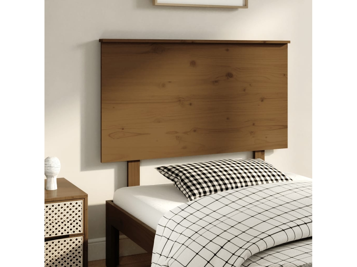 Cabecero De Cama Madera Maciza De Pino Marrón Miel 94x6x82,5 Cm