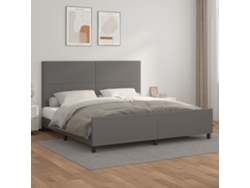 Estructura De Cama Sin Colchón Cuero Sintético Gris 200x200 Cm