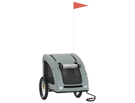 vidaXL Remolque de bicicleta mascotas hierro tela Oxford gris