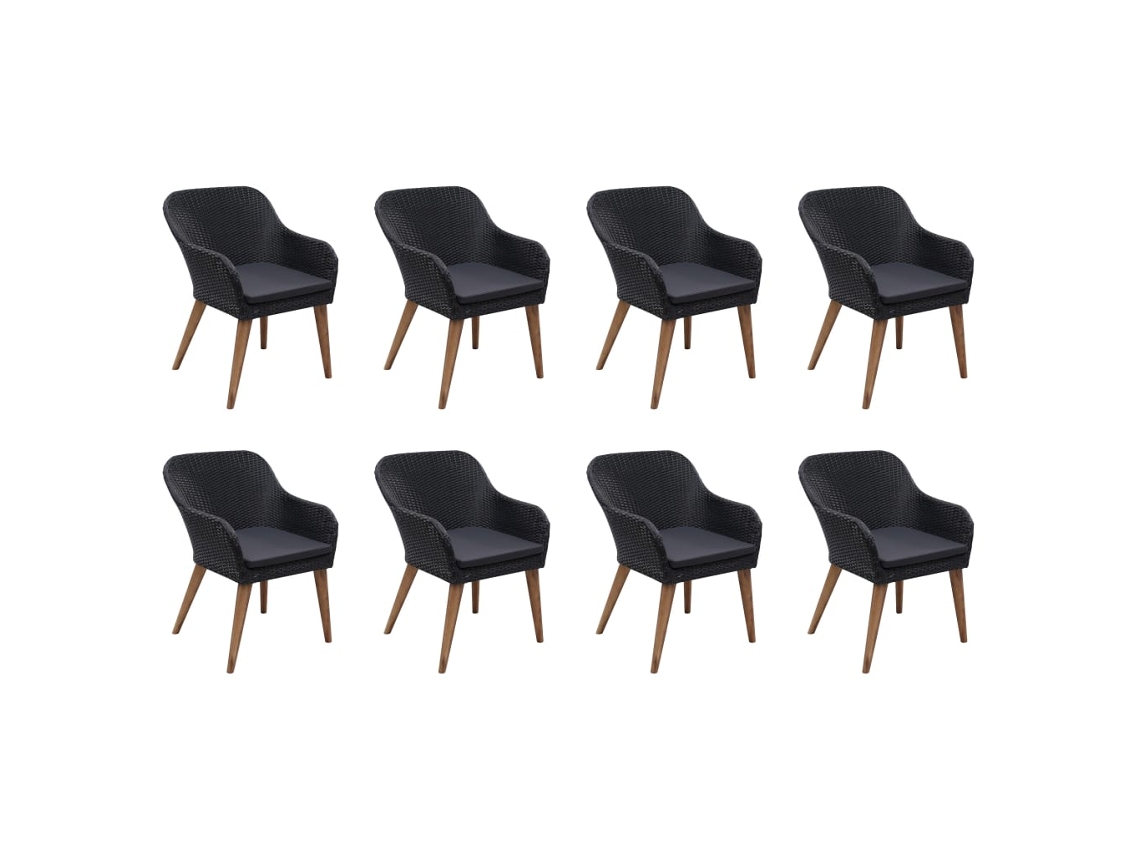 Maison Exclusive - Set Comedor De Jardín 9 Piezas Y Cojines Ratán Sintético Negro