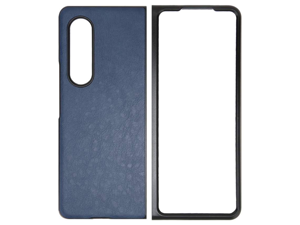 Capa De Couro Pu Para Samsung Galaxy Z Fold 3 Business Proteção Anti-risco Tela Dobrável Azul
