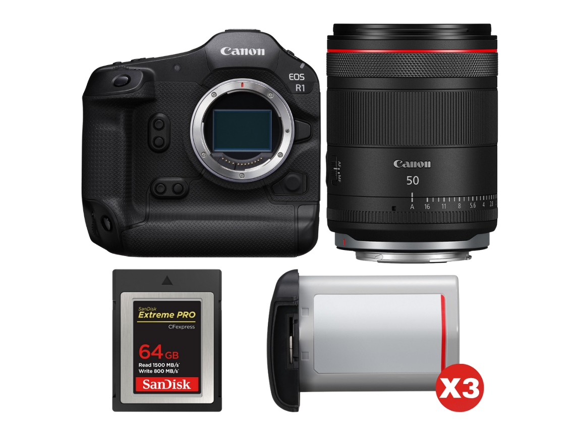 Canon Eos R1 + Rf 50mm F/1.4 L Vcm + 1 Sandisk 64gb Extreme Pro Cfexpress Type B + 3 Canon Lp-e19 + Ebook “20 Consejos Para Fotos Que Impactan”