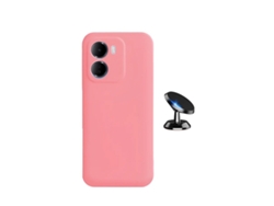 Kit Soporte Magnético Para Coche Funda De Silicona Líquida Phonecare Para Xiaomi Redmi 15a 5g - Rosa