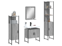 Set De Armario De Baño 4 Uds Madera Contrachapada Gris Sonoma