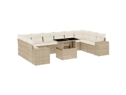 Conjunto 11 de sofás de jardín VIDAXL con cojines ratán sintético beige