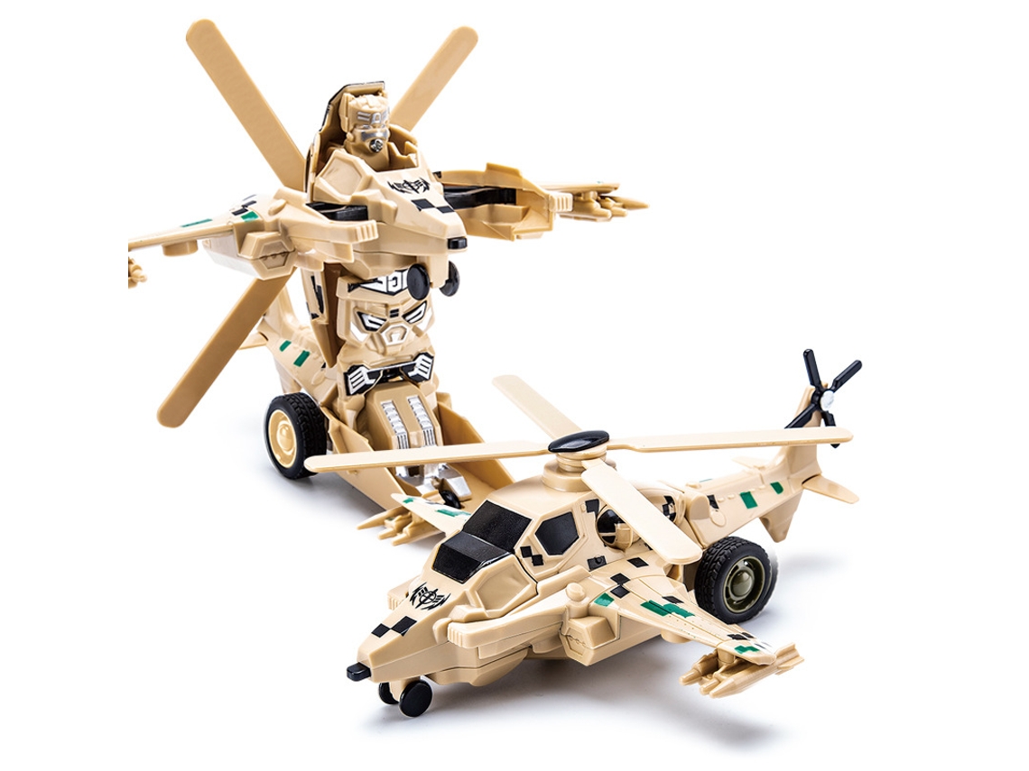 Mini robot transformable de juguete, ideal como regalo de cumpleaños infantil (avión amarillo).