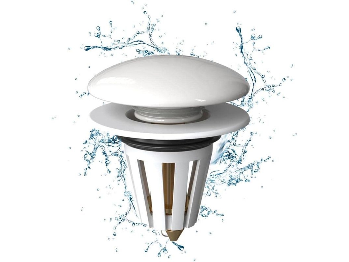 Tapón Universal De Cerámica Blanca Para Fregadero Con Filtro De Desagüe Emergente Antiobstrucción.